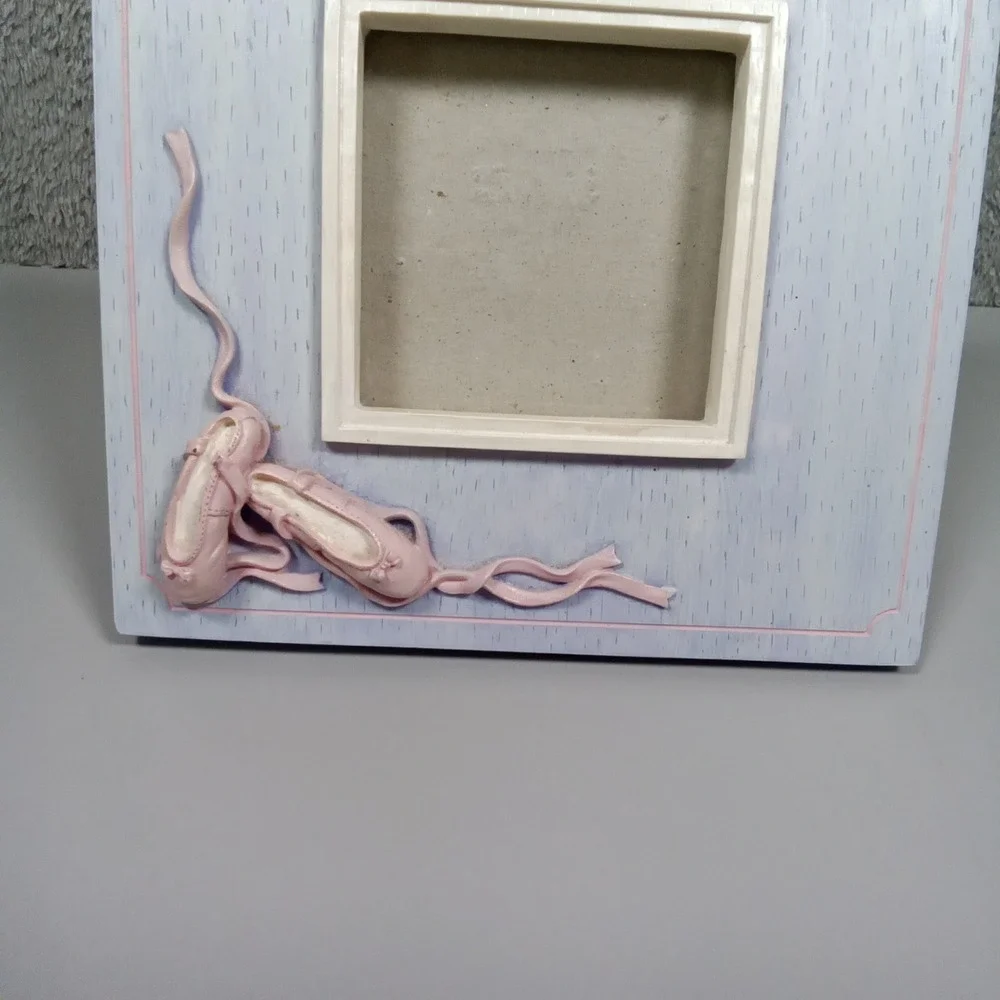 Russ Berrie Dream Ballet Pointe‎ Shoes Picture Frame Blue Pink 3x3 Square Wood